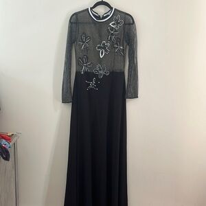 PatBO Black Gown (Floral Details)